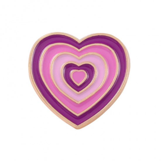 Picture of Enamel Pin Brooches Heart Purple Gradient Color 22mm x 22mm, 1 Piece