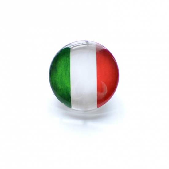 Picture of 1# Glass Pin Brooches Round National Flag Silver Tone 2.5cm Dia., 1 Piece