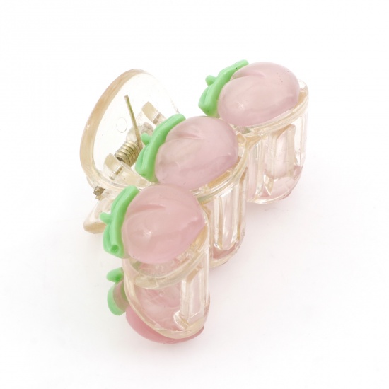 Picture of Resin Cute Hair Claw Clips Clamps Pink Peach 5.3cm, 1 Piece