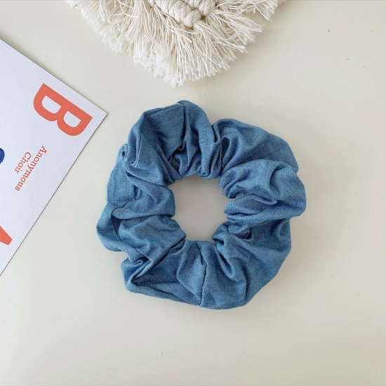 Picture of Fabric Ponytail Holder Hair Ties Band Scrunchies Blue Round Elastic 13cm Dia., 1 Piece