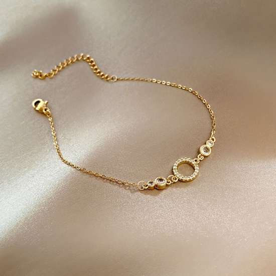 Bild von Kupfer Exquisit Armband Vergoldet Ring 17.5cm lang, 1 Strang