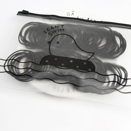 ナイロン シンプル ヘアゴム 黒 弾力 4cm直径、 1 パック ( 100個/セット） の画像