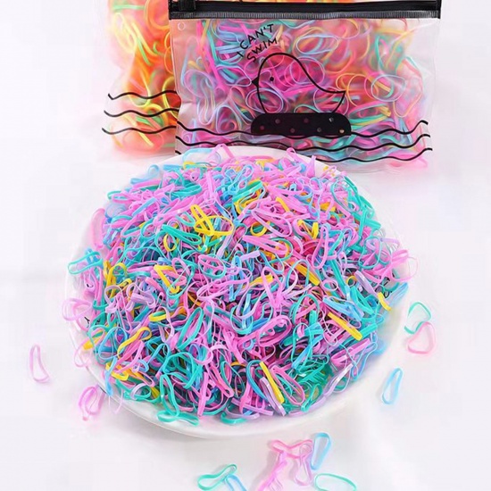 Picture of Rubber Simple Ponytail Holder Hair Ties Band Scrunchies Multicolor Elastic 2cm Dia., 1 Packet ( 500 PCs/Packet)