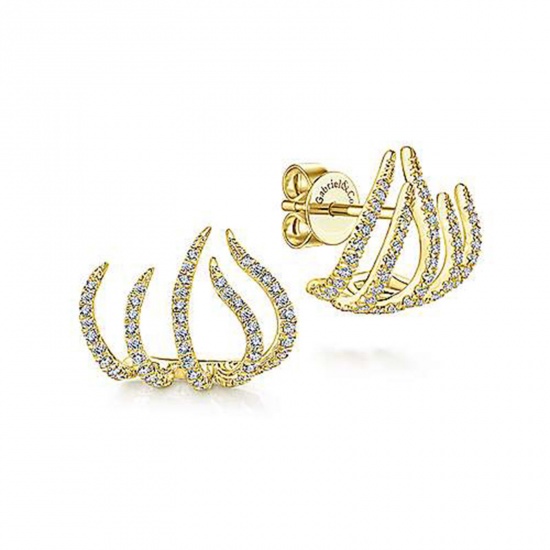 Picture of Brass Exquisite Ear Post Stud Earrings Gold Plated Paw Claw Clear Rhinestone 2.1cm x 2cm, 1 Pair                                                                                                                                                              