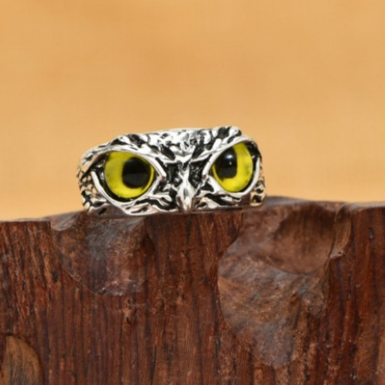 Picture of Retro Open Adjustable Rings Antique Silver Color Owl Animal 1 Piece