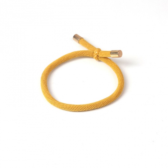 生地 シンプル ヘアゴム 黄色 結び目 渦巻き状 弾力 5.5cm直径、 5 個 の画像