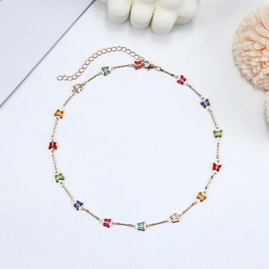 Picture of Ins Style Choker Necklace Gold Plated Multicolor Butterfly Animal Enamel 35cm(13 6/8") long, 1 Piece