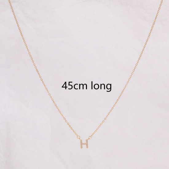 Picture of Hypoallergenic Simple & Casual Exquisite 14K Gold Color Sterling Silver Rolo Chain Initial Alphabet/ Capital Letter Message " L " Pendant Necklace For Women Mother's Day 45cm(17 6/8") long, 1 Piece