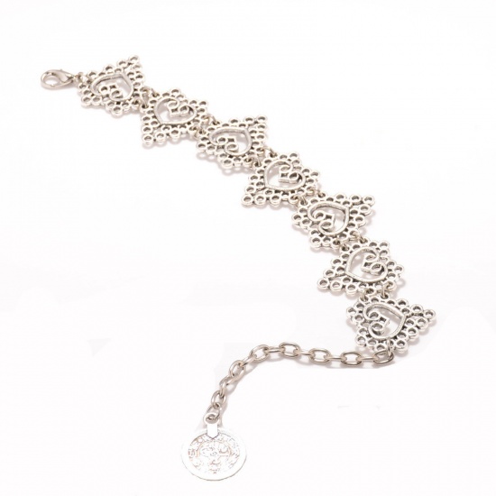 Bild von Retro Armbänder Antik Silber Farbe Herz Quaste Hohl 17cm lang, 1 Stück
