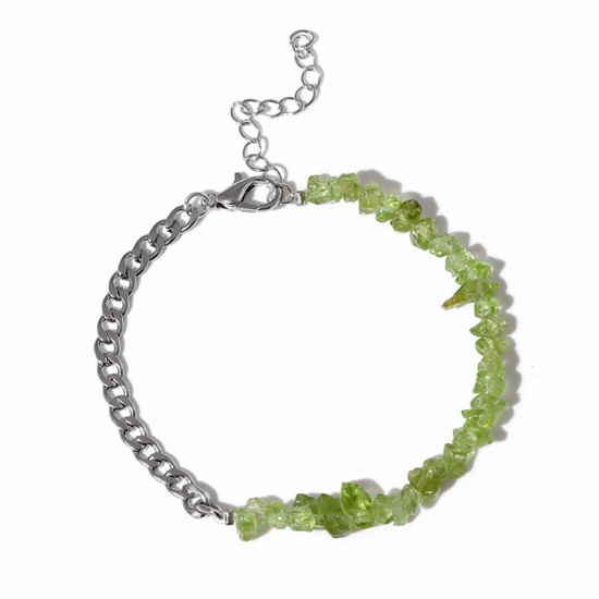 Immagine di Pietra Stile Bohemien Stile Bohemien Tono Argento Verde Scheggia di Perle 17cm Lunghezza, 1 Pz
