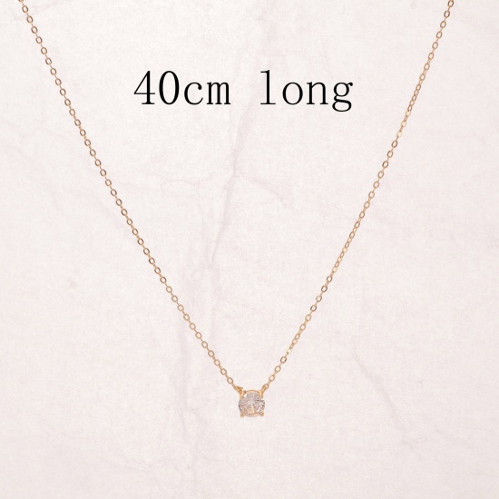 Picture of Eco-friendly Stylish Exquisite 18K Gold Plated Copper Link Cable Chain Round Pendant Necklace For Women 40cm(15 6/8") long, 1 Piece
