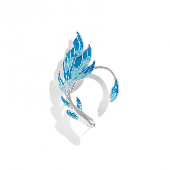Picture of Gothic Ear Cuff Clip On Stud Wrap Earrings For Right Ear Dragon Blue 7.8cm x 4.6cm, 1 Piece