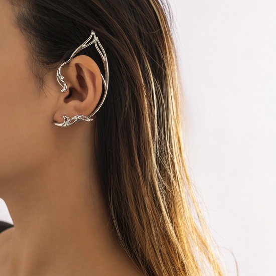 Bild von Gotisch Voll-Ohr Ohrring Clip für Linkes Ohr Silberfarbe Fee Der Teufel 7cm x 4.2cm, 1 Stück