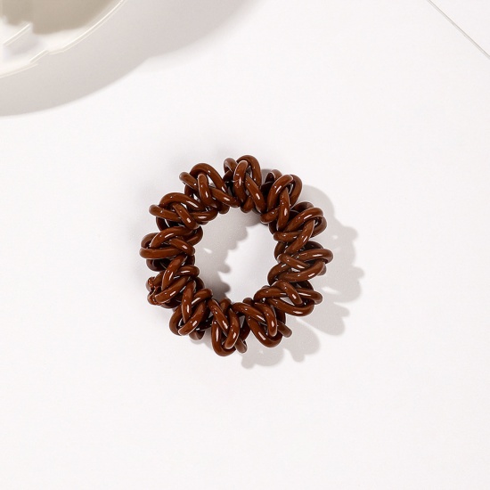 Picture of Resin Simple Ponytail Holder Hair Ties Band Scrunchies Coffee Spiral Elastic 4.5cm Dia., 2 PCs