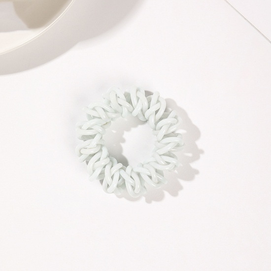 Picture of Resin Simple Ponytail Holder Hair Ties Band Scrunchies Light Blue Spiral Elastic 4.5cm Dia., 2 PCs