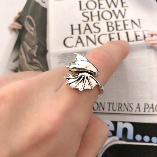 Picture of Gothic Open Adjustable Wrap Rings Antique Silver Color Dragon 1 Piece