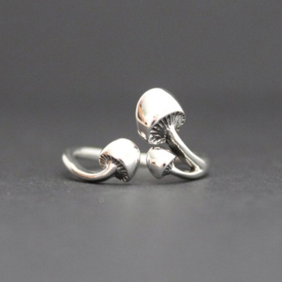 Picture of Retro Adjustable Rings Antique Silver Color Mushroom 18mm(US Size 7.75), 1 Piece
