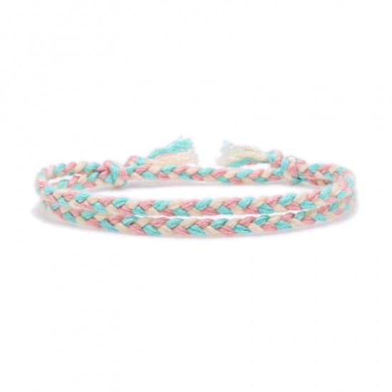 Immagine di Cotone & Lino Etnico Agitò String Braccialetti Dell'amicizia Multicolore Nappine Regolabile 16cm-18cm Lunghezza, 1 Pz