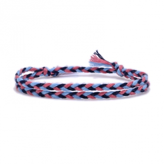 Immagine di Cotone & Lino Etnico Agitò String Braccialetti Dell'amicizia Multicolore Nappine Regolabile 16cm-18cm Lunghezza, 1 Pz