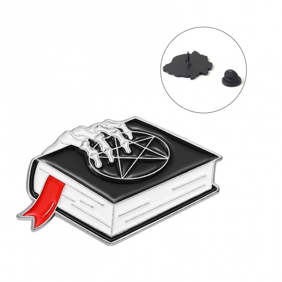 Picture of Halloween Pin Brooches Book Hand Multicolor Enamel 3.2cm x 1.8cm, 1 Piece