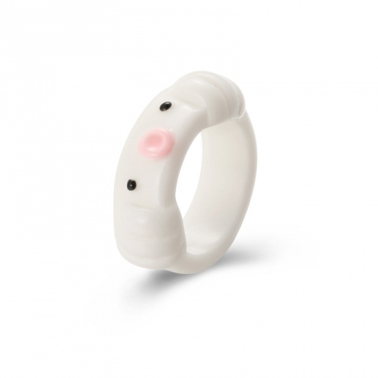 Picture of Resin Cute Unadjustable Rings White Octopus 17mm(US Size 6.5), 1 Piece