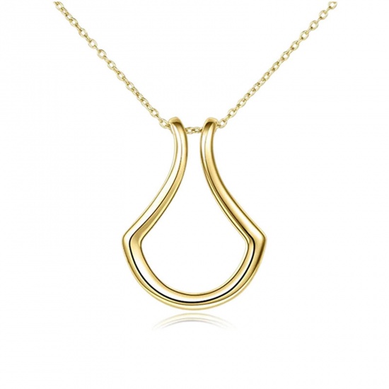 Picture of Copper Simple Ring Holder Necklace Gold Plated Geometric 45cm(17 6/8") long, 1 Piece