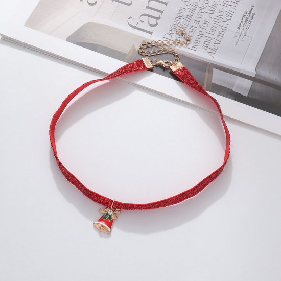 Picture of Stylish Pendant Necklace Red Christmas Jingle Bell 36cm(14 1/8") long, 1 Piece
