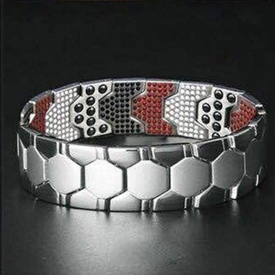 Bild von 1 Strang Therapie Gesundheit Gewichtsverlust Energie Abnehmen Lymphdrainage Magnetisch Armband Silberfarbe Hexagon 21cm lang