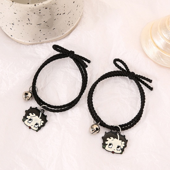 Picture of Cute Bracelet Set Black Girl Bell Magnetic 21cm(8 2/8") long, 1 Set ( 2 PCs/Set)