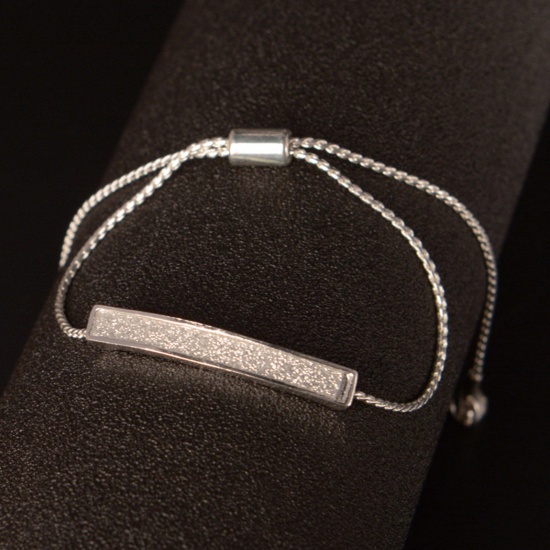 Picture of Stylish Adjustable Slider/ Slide Bolo Bracelets Silver Tone Arc 16cm - 24cm long, 1 Piece
