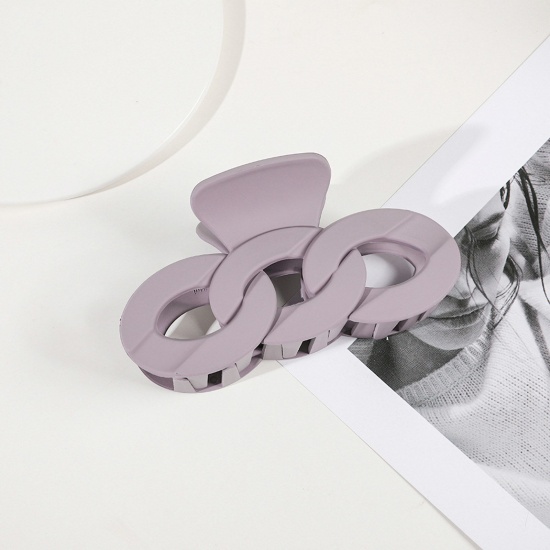 Immagine di ABS Stile Ins Fermaglio per Capelli Viola Grigio Catena a Maglie 12cm x 7cm , 1 Pz