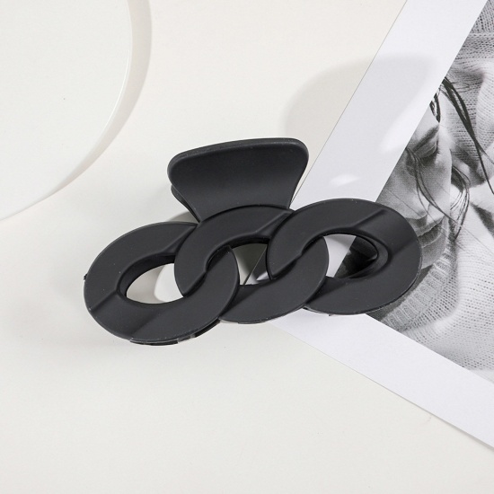 Immagine di ABS Stile Ins Fermaglio per Capelli Nero Catena a Maglie 12cm x 7cm , 1 Pz