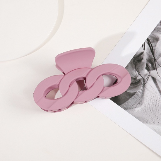 Immagine di ABS Stile Ins Fermaglio per Capelli Radice di loto Rosa Catena a Maglie 12cm x 7cm , 1 Pz