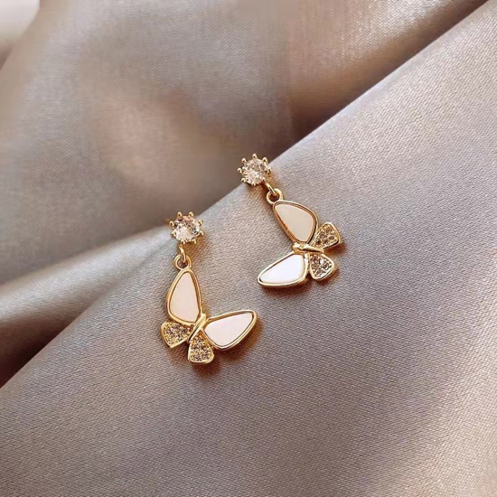 Picture of Stylish Earrings Gold Plated Butterfly Animal 3cm, 1 Pair