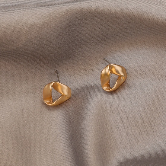 Picture of Stylish Ear Post Stud Earrings Gold Plated Twist Triangle 2cm, 1 Pair