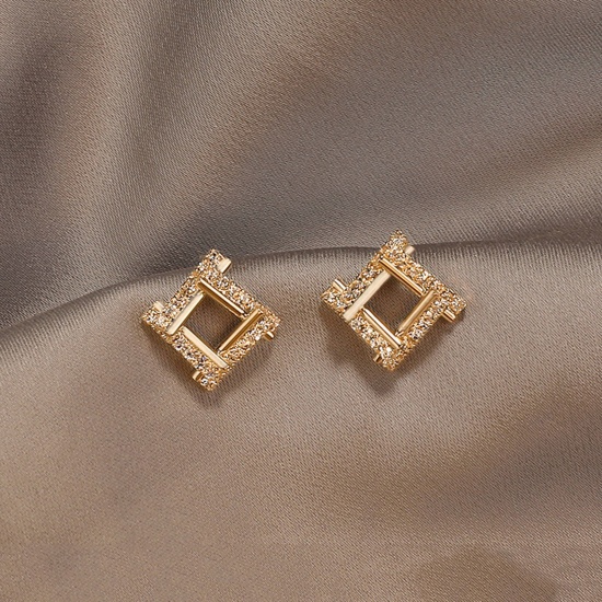 Picture of Stylish Earrings Gold Plated Geometric 2cm, 1 Pair