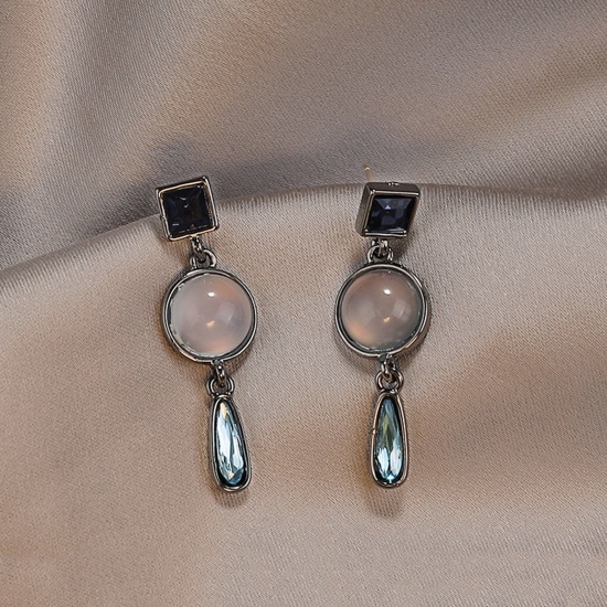 Picture of Stylish Earrings Antique Silver Color Round Drop 5cm, 1 Pair