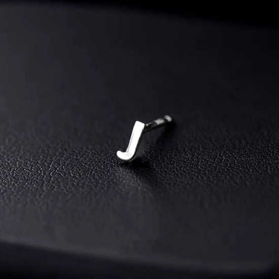 Immagine di Rame Elegante Orecchini a Perno Platino Placcato Lettera Lettere " J " 1cm, 1 Pz