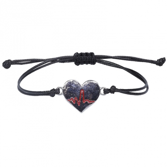 Immagine di Poliestere Medico Braccialetti Intrecciati Cuore IL Battito Cardiaco /Dell 'elettrocardiogramma 24cm - 26cm Lunghezza, 1 Pz