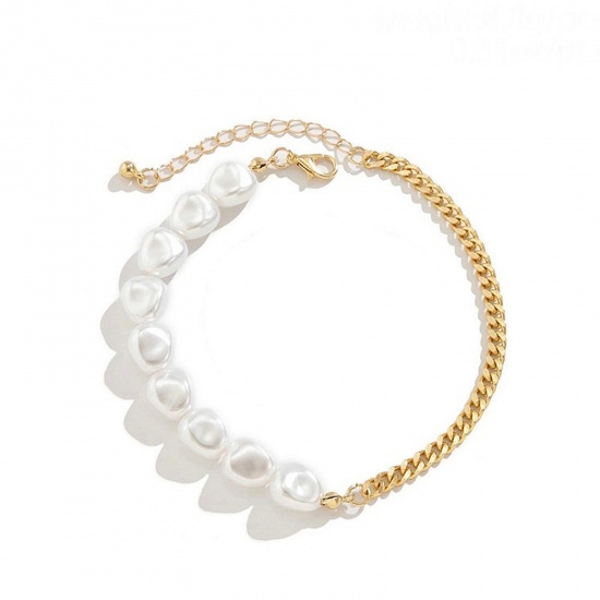 Picture of Resin Stylish Anklet Gold Plated Irregular Imitation Pearl 20cm(7 7/8") long, 1 Piece