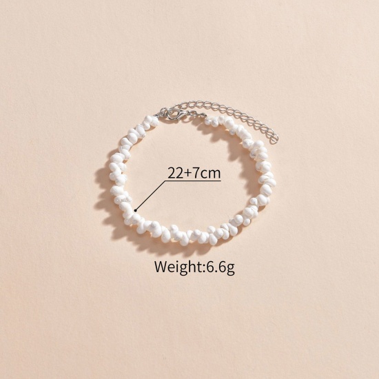 Immagine di Howlite Bianco Stile Bohemien Cavigliera in Rilievo Bianco Scheggia di Perle 22cm lunghezza, 1 Pz