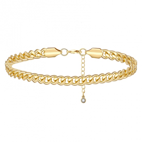 Picture of Brass Exquisite Curb Link Chain Anklet Gold Plated 21cm(8 2/8") long, 1 Piece                                                                                                                                                                                 