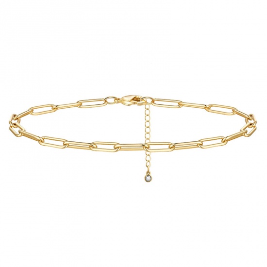 Picture of Brass Exquisite Paperclip Chain Anklet Gold Plated 21cm(8 2/8") long, 1 Piece                                                                                                                                                                                 