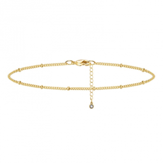 Picture of Brass Exquisite Ball Chain Anklet Gold Plated 21cm(8 2/8") long, 1 Piece                                                                                                                                                                                      