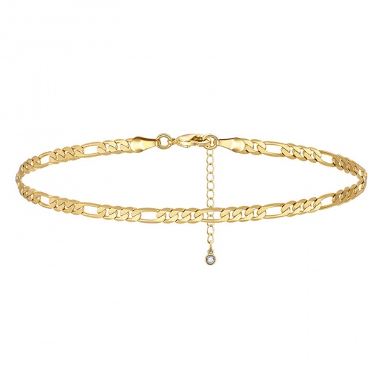Picture of Brass Exquisite Figaro Chain Anklet Gold Plated 21cm(8 2/8") long, 1 Piece                                                                                                                                                                                    