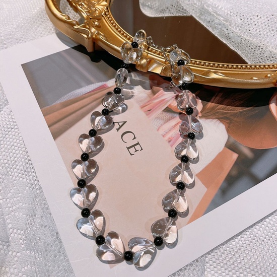 Immagine di Acrilato Y2K Collana di Perline Trasparente Cuore lunghezza: 40cm, 1 Pz