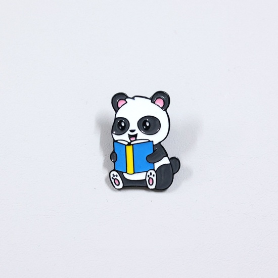 Picture of Cute Pin Brooches Book Panda Multicolor Enamel 2.5cm, 1 Piece