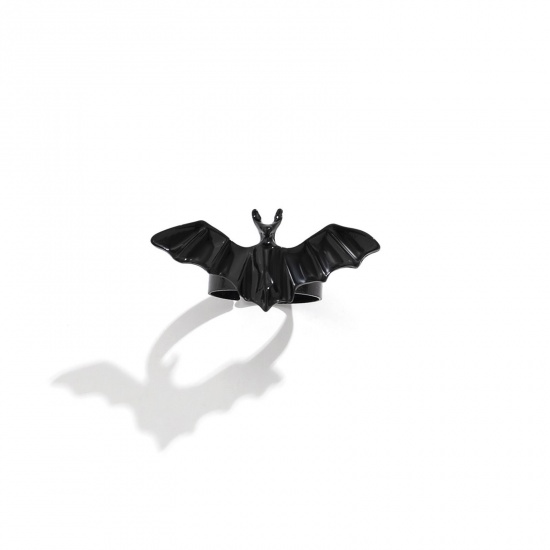 Imagen de Gótico Abierto Anillos Negro Halloween Murciélago 17mm (US size 6.5), 1 Unidad