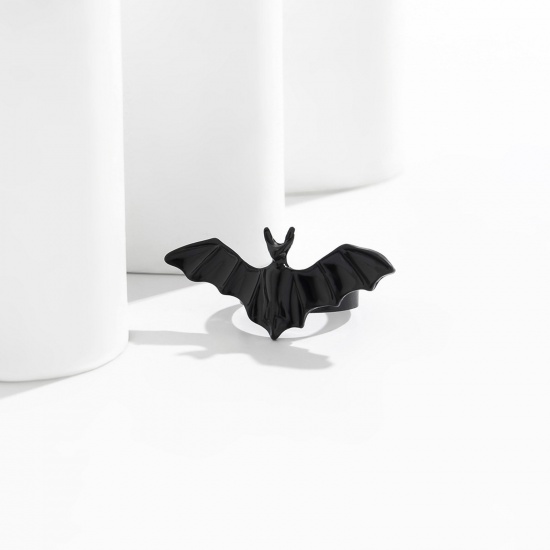 Imagen de Gótico Abierto Anillos Negro Halloween Murciélago 17mm (US size 6.5), 1 Unidad