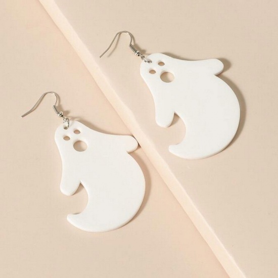 Image de Boucles d'Oreilles Mignon en Acrylique Blanc Fantôme Halloween 4cm, 1 Paire